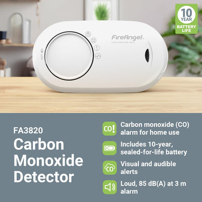 Fireangel Carbon Monoxide 10 Year Alarm Lithium Battery Ideal Caravan Motorhome