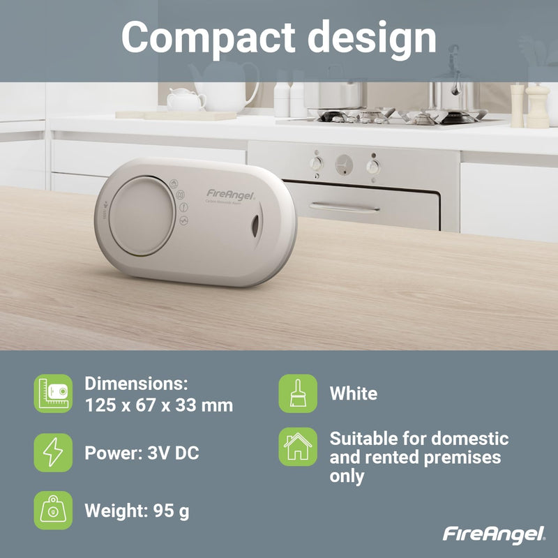 Fireangel Carbon Monoxide 10 Year Alarm Lithium Battery Ideal Caravan Motorhome