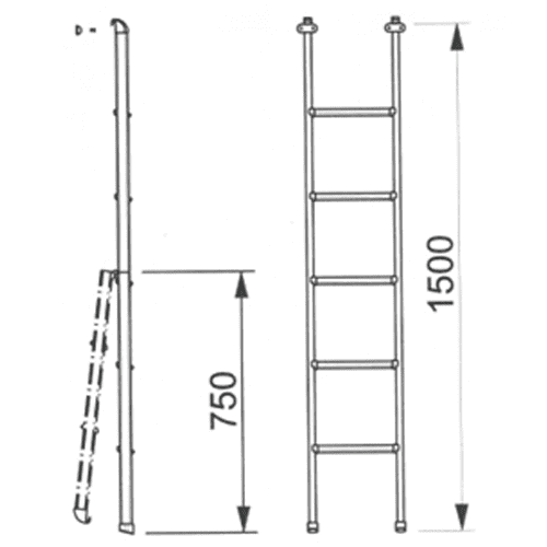 Folding Aluminium Bunk Ladder 1500 x 280 mm