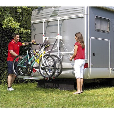Drop down bike rack caravan