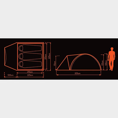 Eurohike Cairns 3 Dlx Nightfall Tent with NightfallTM Darkened Bedroom, Large 3 Man tent, 3 Person Dome Tent