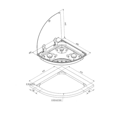 CAN Hoodiny Hob Unit Triangle Triangular 480mm (Glass Lid / 3 Burners / 12V)