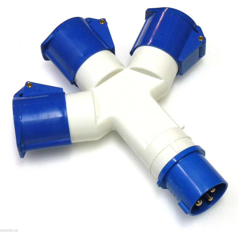 Caravan/Motorhome/Camping 240Volt 16A 3 Way Mains Splitter Adapter